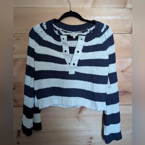 Abercrombie Pilcro Striped Navy and White Cropped Sweater, Small, NWT 138